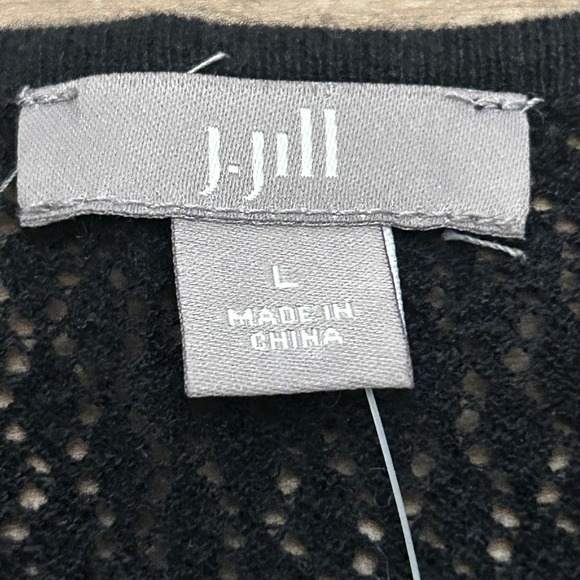 J. Jill Sweater Womens Large Black Open Front Cardigan Cotton Viscose NWT - Picture 4 of 7